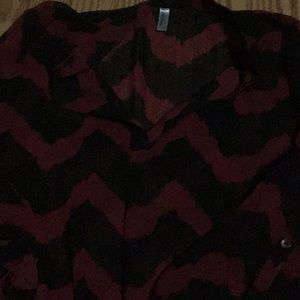 Black and burgundy see through blouse